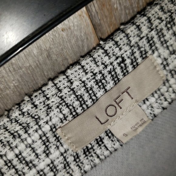 Loft S Women's Cream Black Tweed Flippy Flounce Pull On Mini Skirt - Picture 4 of 6